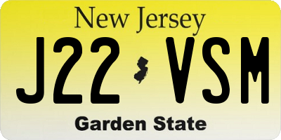NJ license plate J22VSM