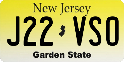 NJ license plate J22VSO