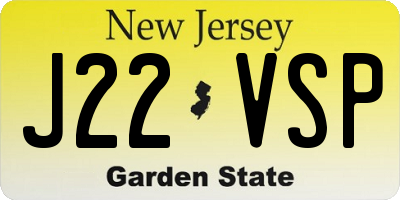 NJ license plate J22VSP