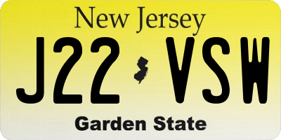 NJ license plate J22VSW