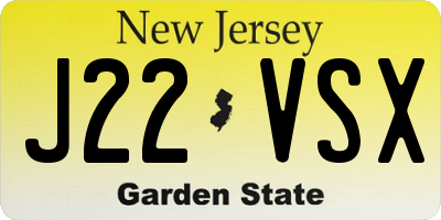 NJ license plate J22VSX