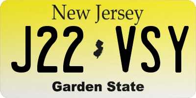 NJ license plate J22VSY