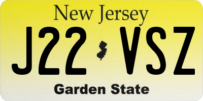 NJ license plate J22VSZ