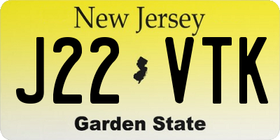 NJ license plate J22VTK