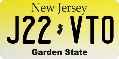 NJ license plate J22VTO