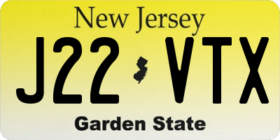NJ license plate J22VTX