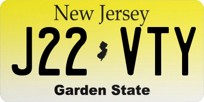 NJ license plate J22VTY