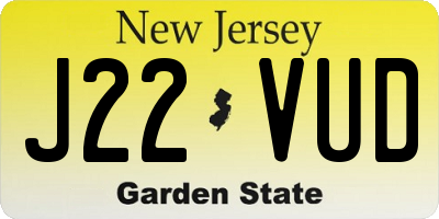 NJ license plate J22VUD