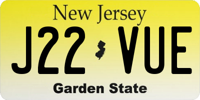 NJ license plate J22VUE