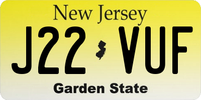 NJ license plate J22VUF