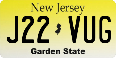 NJ license plate J22VUG