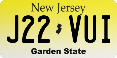 NJ license plate J22VUI