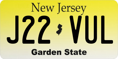 NJ license plate J22VUL