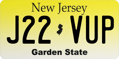 NJ license plate J22VUP