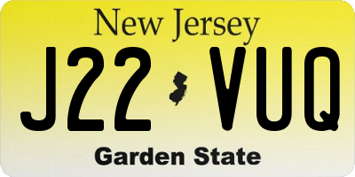 NJ license plate J22VUQ