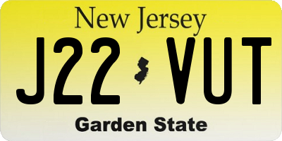 NJ license plate J22VUT