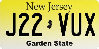 NJ license plate J22VUX