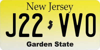 NJ license plate J22VVO