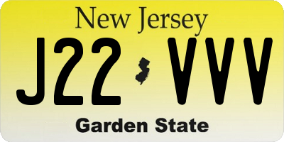 NJ license plate J22VVV