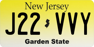 NJ license plate J22VVY