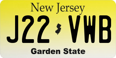 NJ license plate J22VWB