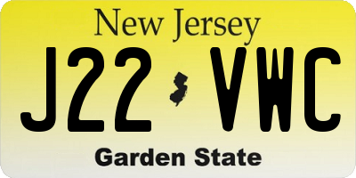 NJ license plate J22VWC
