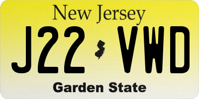 NJ license plate J22VWD