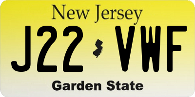 NJ license plate J22VWF