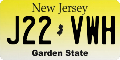 NJ license plate J22VWH