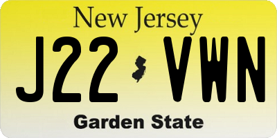 NJ license plate J22VWN
