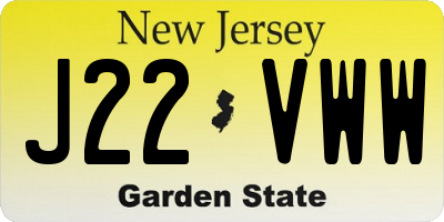 NJ license plate J22VWW