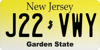 NJ license plate J22VWY