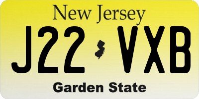 NJ license plate J22VXB
