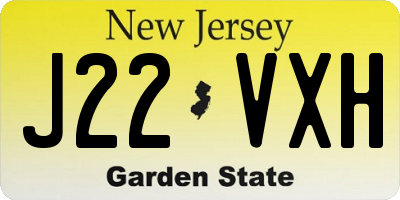 NJ license plate J22VXH
