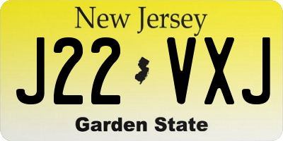 NJ license plate J22VXJ