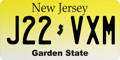 NJ license plate J22VXM