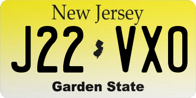 NJ license plate J22VXO