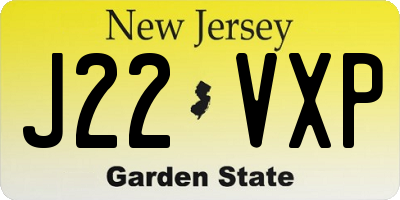 NJ license plate J22VXP
