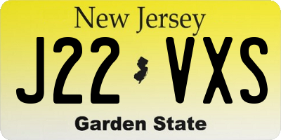 NJ license plate J22VXS