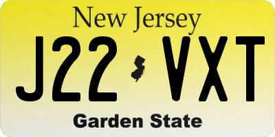 NJ license plate J22VXT