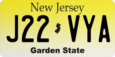 NJ license plate J22VYA
