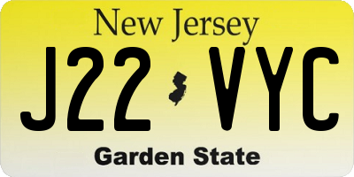 NJ license plate J22VYC