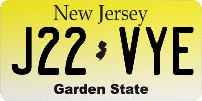 NJ license plate J22VYE