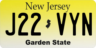 NJ license plate J22VYN