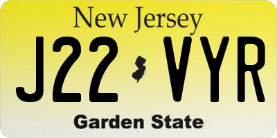 NJ license plate J22VYR