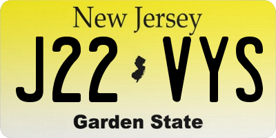 NJ license plate J22VYS