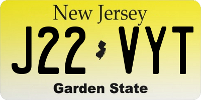NJ license plate J22VYT