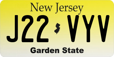 NJ license plate J22VYV