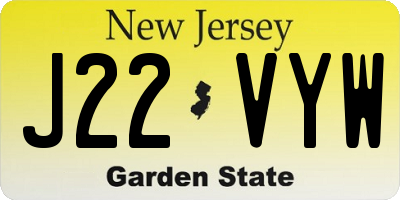 NJ license plate J22VYW