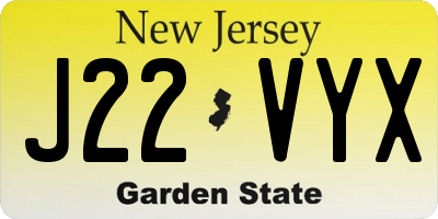 NJ license plate J22VYX